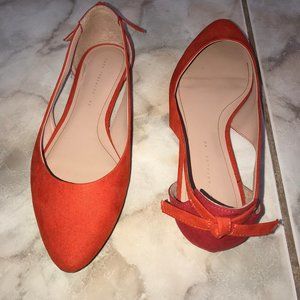 Zara Orange/Red Ballerina Flats with Cut Outs